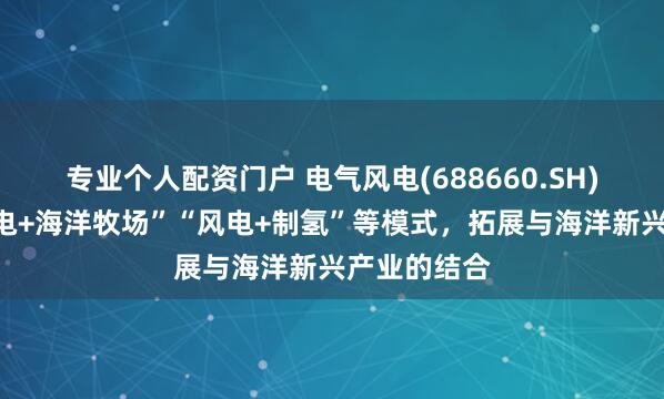 专业个人配资门户 电气风电(688660.SH)：通过“风电+海洋牧场”“风电+制氢”等模式，拓展与海洋新兴产业的结合